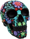 Colored Floral Skull - Black