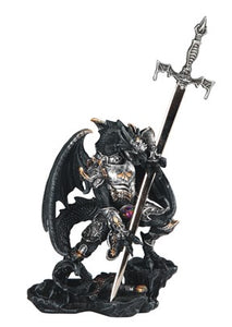 Black/ Silver Dragon with Armor and sword